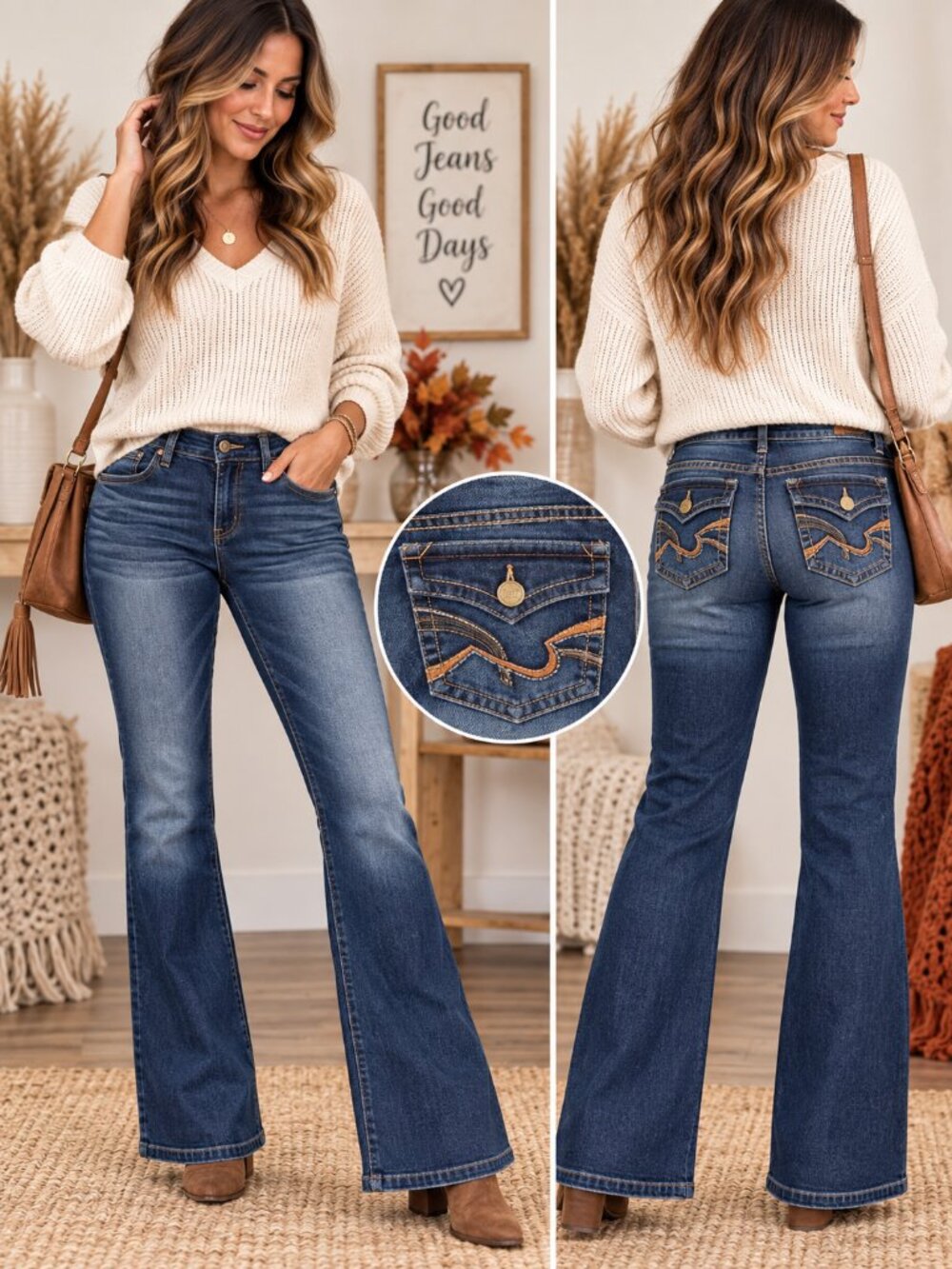 L.E.I. Y2K Mid Rise Flare Jeans Indigo Blue Size 13 Tall 32"